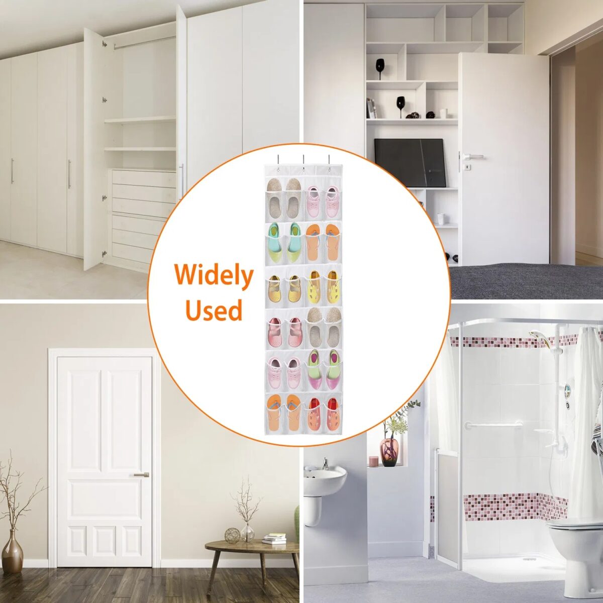 1Pc Over The Door Shoes Rack 24-Pocket Crystal Clear Organizer 6-Layer Hanging Storage Shelf For Shoes Slippers Small Toys Closet Cabinet - Image 3