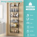 1Pc 6 Tier Over Door Pantry Organizer Hanging Hooks Door Storage Rack Carbon Steel Basket 62.99in Over Door Shelf For Kitchen Bathroom - Image 6