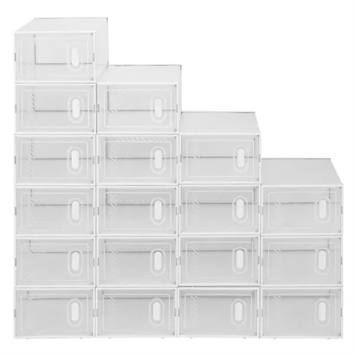 Shoe Storage Boxes 18 Pack Clear Plastic Stackable - White - Image 5
