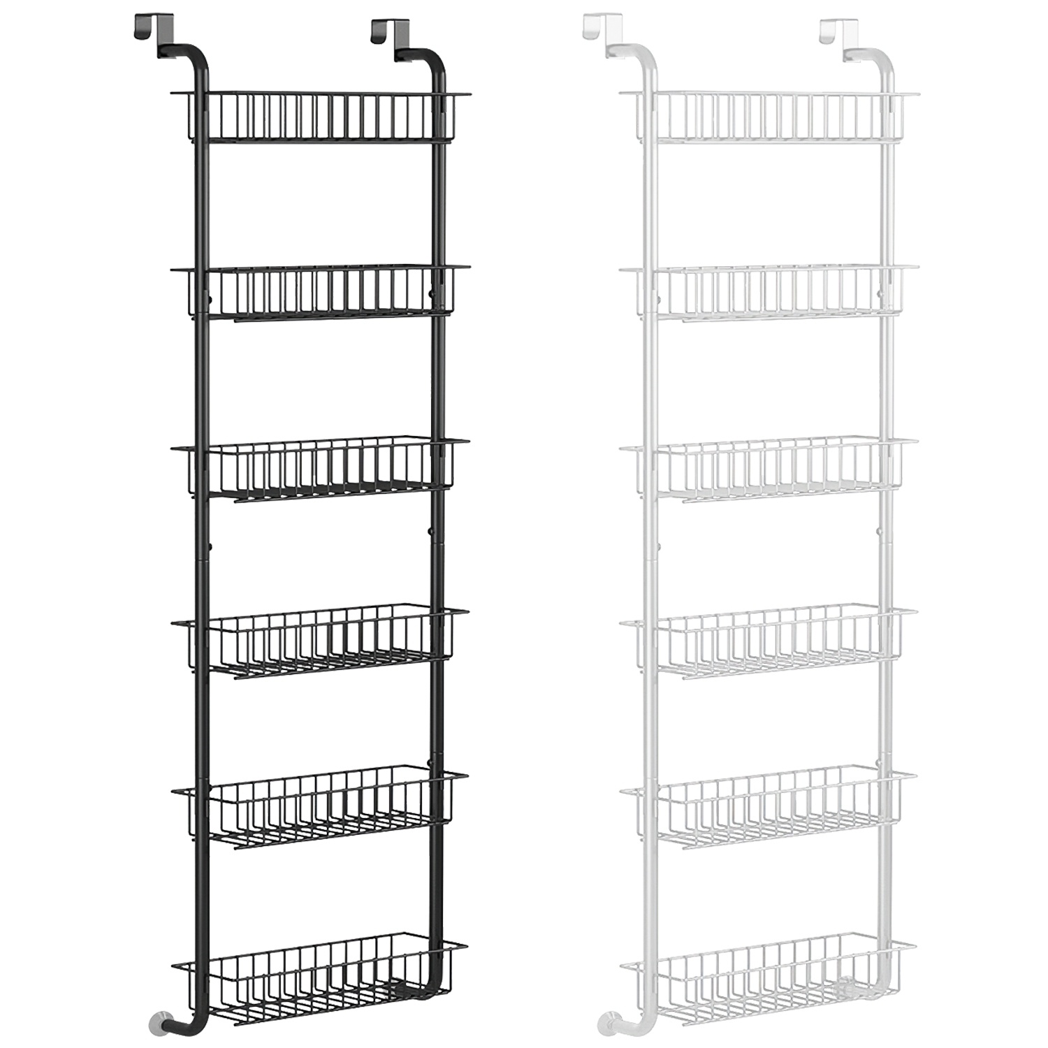 2309fa82-3158-4f79-bed0-6309c5c04fdb.jpg 1Pc 6 Tier Over Door Pantry Organizer Hanging Hooks Door Storage Rack Carbon Steel Basket 62.99in Over Door Shelf For Kitchen Bathroom - Image 1