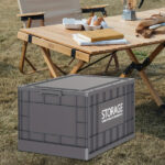 Industrial-style Foldable Storage Box Toolbox, Stackable Clothes Storage Box, 1 Piece, 44L, Dark Gray - Image 2