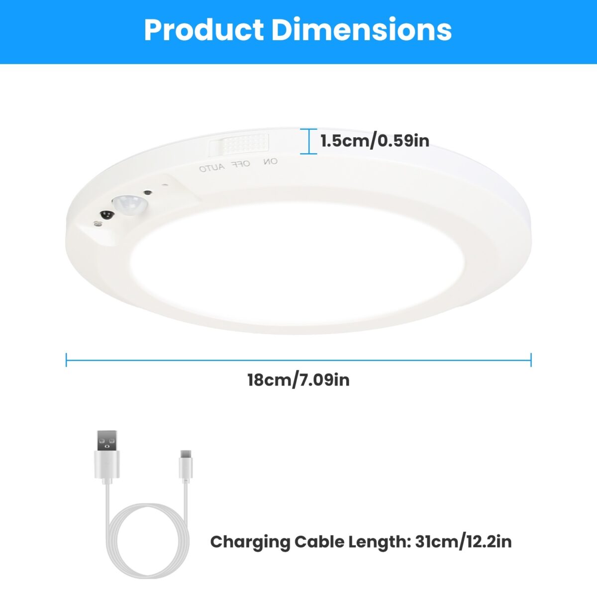 1Pack Magnetic Flush Ceiling Light Rechargeable Motion Sensor Ceiling Light Wireless Ceiling Light With Timer Remote Stepless Dimmable For Closet Stairs Garage Bathroom - Image 3