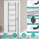 1Pc 6 Tier Over Door Pantry Organizer Hanging Hooks Door Storage Rack Carbon Steel Basket 62.99in Over Door Shelf For Kitchen Bathroom - Image 4