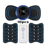 Mini Massager With 5 Pads Portable Electric Muscle Stimulator - Deep Tissue Management Device - Pulse Therapy For Back Shoulder Neck Leg