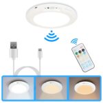 1Pack Magnetic Flush Ceiling Light Rechargeable Motion Sensor Ceiling Light Wireless Ceiling Light With Timer Remote Stepless Dimmable For Closet Stairs Garage Bathroom