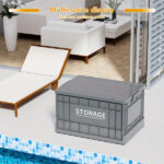 Industrial Style Foldable Storage Box Toolbox, Stackable Clothing Storage Box, 1 Piece, 44L, Light Green - Image 6