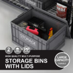 Industrial-style Foldable Storage Box Toolbox, Stackable Clothes Storage Box, 1 Piece, 44L, Dark Gray - Image 9