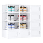 12 Pack Clear White Stackable Storage Shoe Box , Shoe Container Organizer Sneaker Storage Drawer Fit To Women Size 13 - Image 5