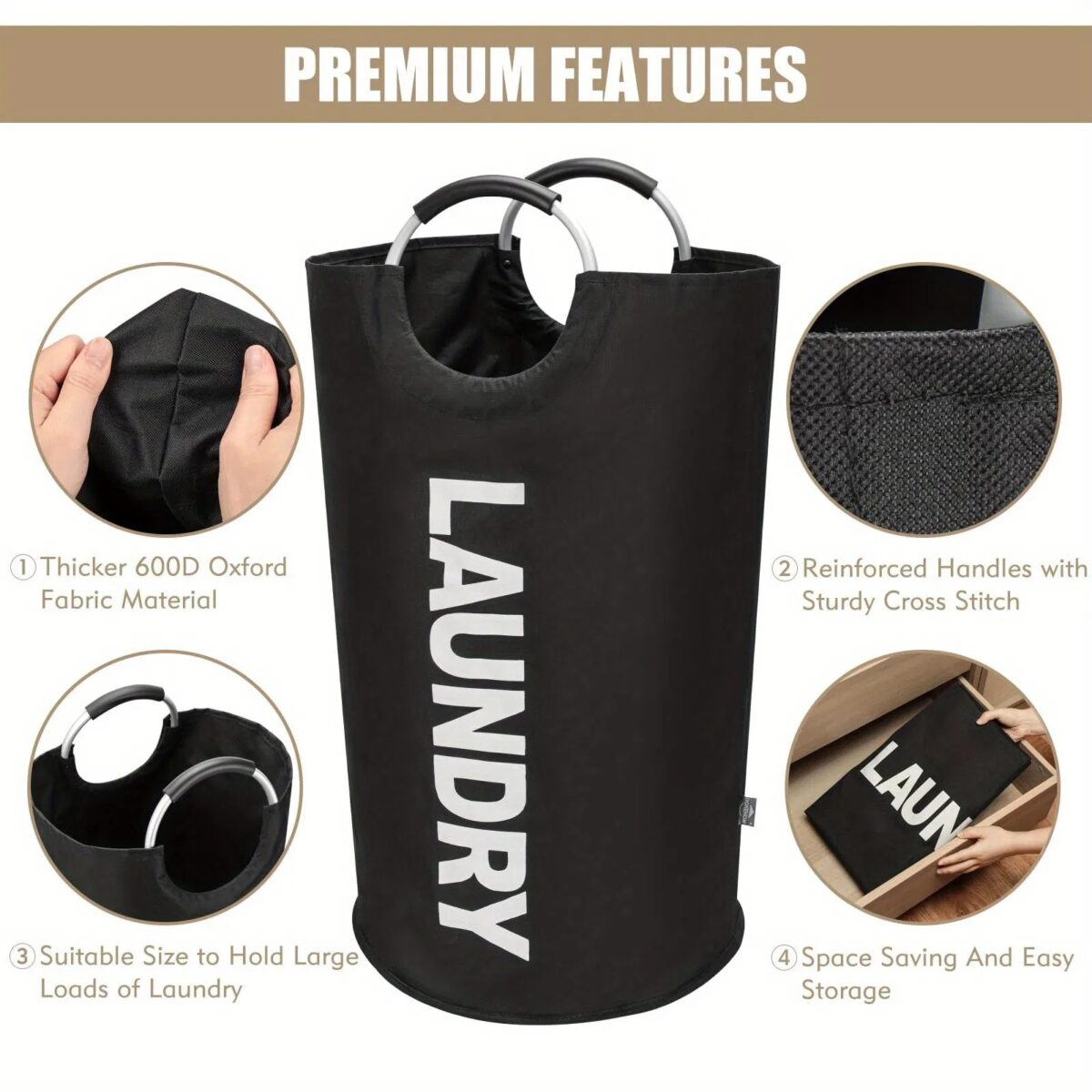 1 Gallon Waterproof Fabric Laundry Basket, Clothing Storage Basket, Household Storage Basket - Image 4