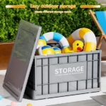 Industrial Style Foldable Storage Box Toolbox, Stackable Clothing Storage Box, 1 Piece, 44L, Light Green - Image 4