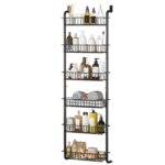 1Pc 6 Tier Over Door Pantry Organizer Hanging Hooks Door Storage Rack Carbon Steel Basket 62.99in Over Door Shelf For Kitchen Bathroom - Image 3