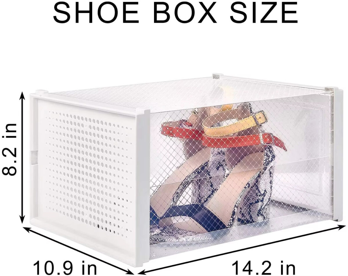 12 Pack Clear White Stackable Storage Shoe Box , Shoe Container Organizer Sneaker Storage Drawer Fit To Women Size 13 - Image 2