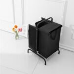 2-tier Laundry Basket 110 Litre Large Black Oxford Laundry Basket Sorter - Image 2