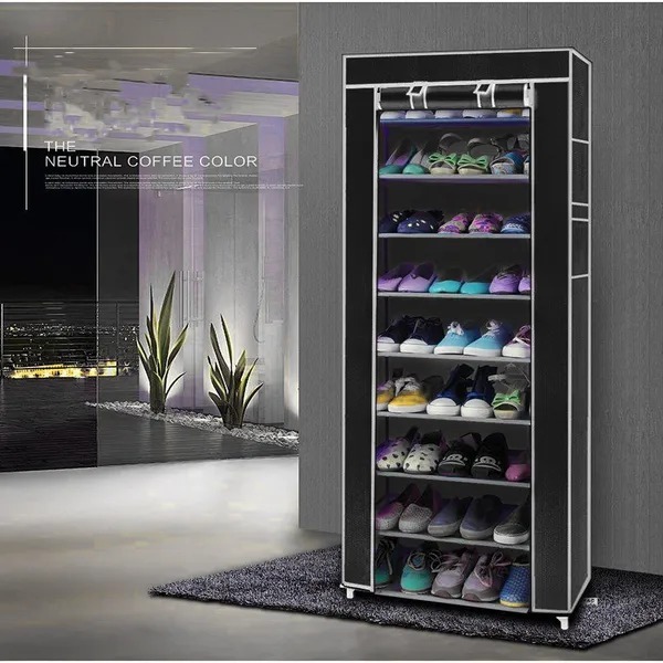 9b265e95-729d-44f3-98ad-fbf2befb5844.jpg 10 Layer 9 Grid Shoe Rack Shelf Storage Closet Organizer Cabinet Multiple Colors - Image 1