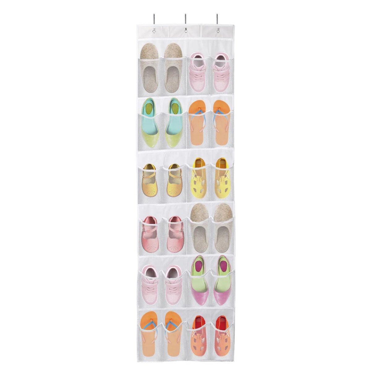 1Pc Over The Door Shoes Rack 24-Pocket Crystal Clear Organizer 6-Layer Hanging Storage Shelf For Shoes Slippers Small Toys Closet Cabinet - Image 5