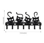 1pc Black Cats Wall Hooks Key Holder W 7 Hooks - Black Iron Wall-Mounted Rack - Image 5