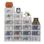 Shoe Storage Boxes 18 Pack Clear Plastic Stackable - White - Image 2