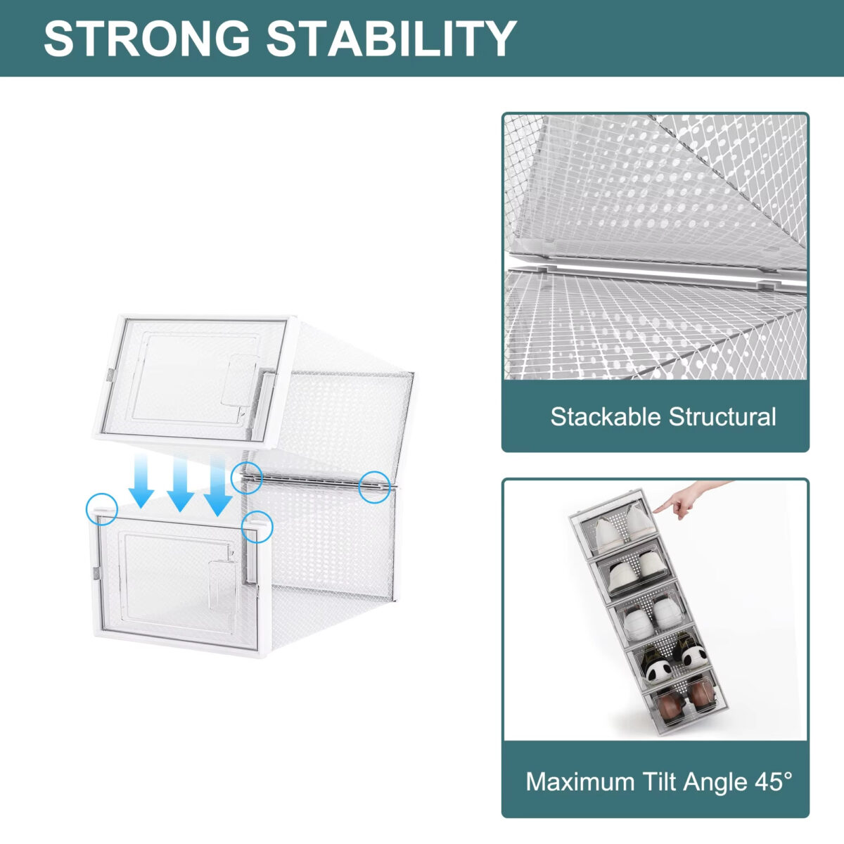 12 Pack Clear White Stackable Storage Shoe Box , Shoe Container Organizer Sneaker Storage Drawer Fit To Women Size 13 - Image 4