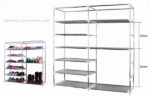 Double Rows Home Shoe Rack Shelf Storage Closet Organizer Cabinet Portable Cover Grey - Image 5