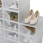 Shoe Storage Boxes 18 Pack Clear Plastic Stackable - White - Image 4