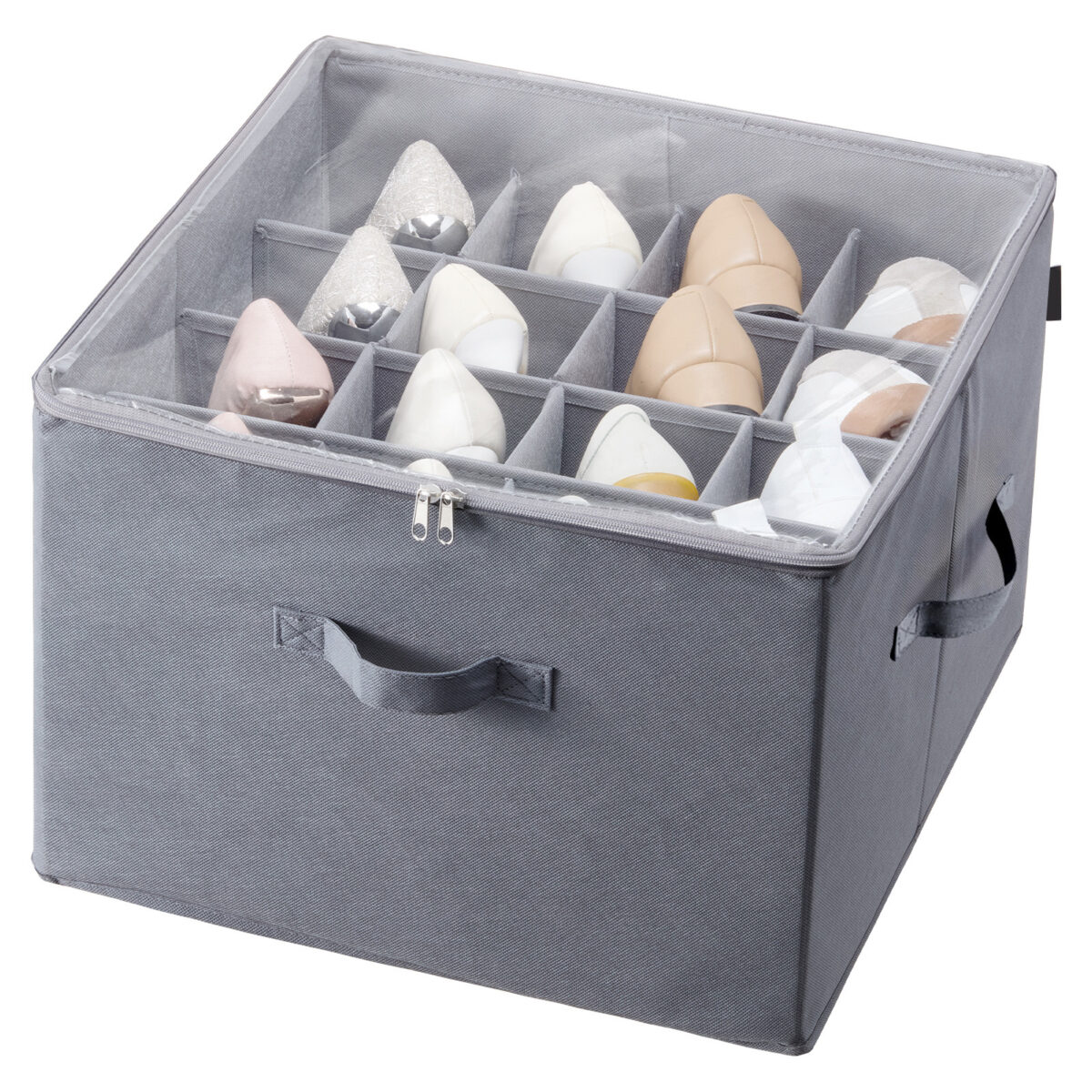 Vevor Sturdy Under Bed Shoe Storage Organizer, Adjustable Dividers Fit 16 Compartments, Shoe Storage Organizer For Closet Organization With Clear Cover, Shoe Rack & Basket, For Closet, Entryway, Trunk - Image 2