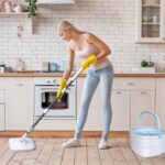 Spin Mop And Bucket With Wringer Set Flat Floor Mop With Clean And Dirty Water Separate System 2 Replaceable Reusable Washable Microfiber Mop Pads - Image 2