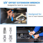 Offset Extension Wrench, Impact Grade Square Drive Adapters For Hard To Reach Fasteners In Tight Spaces 3 Piece Set - Image 3