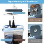 Spin Mop And Bucket With Wringer Set Flat Floor Mop With Clean And Dirty Water Separate System 2 Replaceable Reusable Washable Microfiber Mop Pads - Image 3