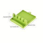 1pc White/Green Multi-Functional Kitchen Utensil Holder - 4 Slots for Spatulas, Soup Spoons, Chopsticks & Pot Lids, Easy-Clean Smooth Plastic with Hanging Holes, Raised Edge for Spill Prevention, Kitchen Utensil Organizer | Vibrant Kitchen Decor | Secure - Image 5