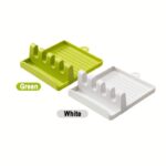 1pc White/Green Multi-Functional Kitchen Utensil Holder - 4 Slots for Spatulas, Soup Spoons, Chopsticks & Pot Lids, Easy-Clean Smooth Plastic with Hanging Holes, Raised Edge for Spill Prevention, Kitchen Utensil Organizer | Vibrant Kitchen Decor | Secure - Image 11