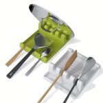 1pc White/Green Multi-Functional Kitchen Utensil Holder - 4 Slots for Spatulas, Soup Spoons, Chopsticks & Pot Lids, Easy-Clean Smooth Plastic with Hanging Holes, Raised Edge for Spill Prevention, Kitchen Utensil Organizer | Vibrant Kitchen Decor | Secure - Image 10