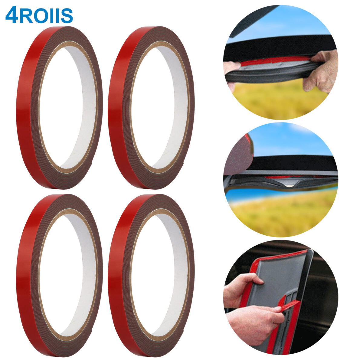 4 Rolls Car Double Sided Tapes Heavy Duty Double Sided Foam Tapes Strong Mounting Adhesive Tapes For Cars Truck Automotive 9.8FT Per Roll - Image 3
