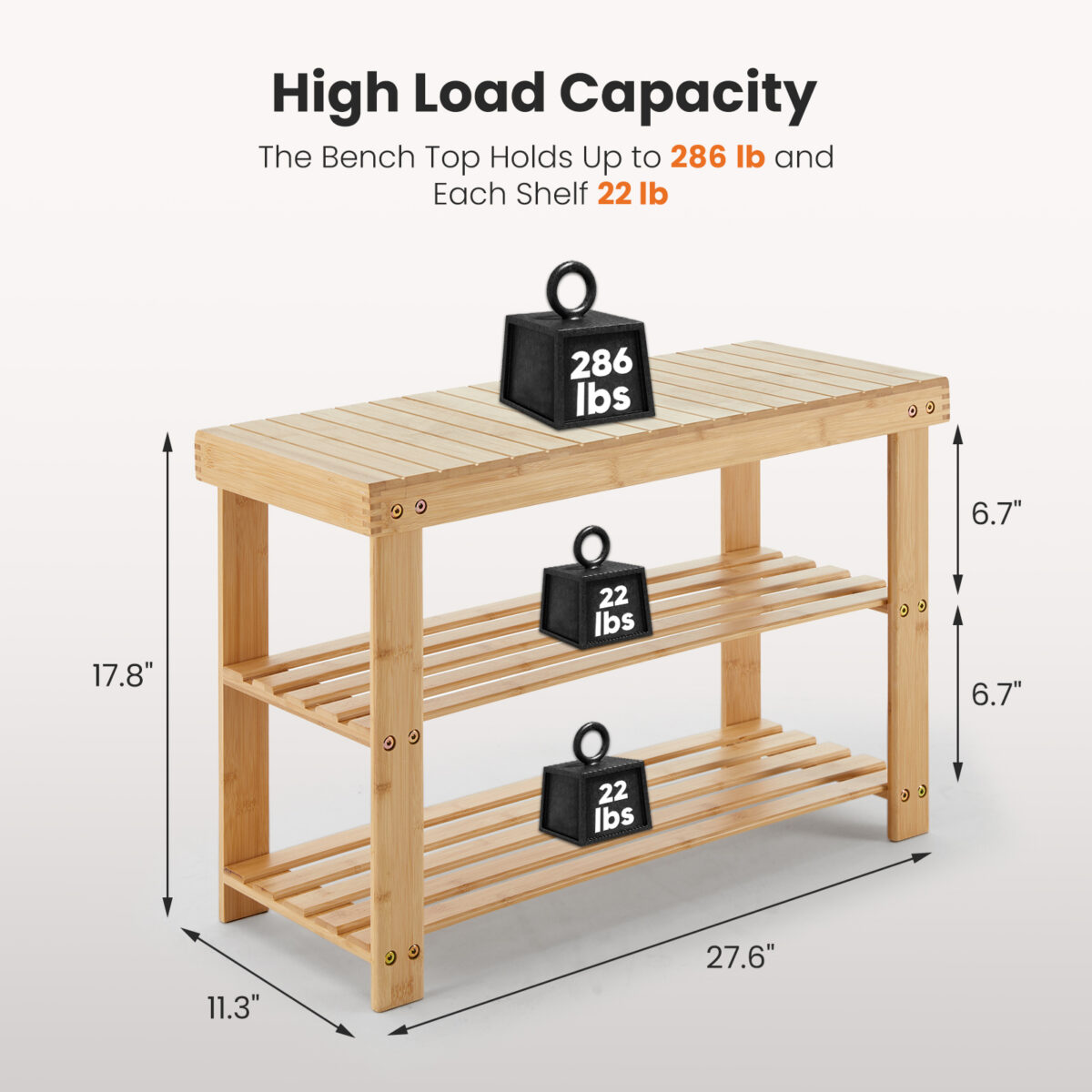 3-Tier Bamboo Shoe Rack Bench, Compact Storage Organizer, 286lb Capacity, Suitable For Entryway Bedroom Living Room Balcony - Image 9
