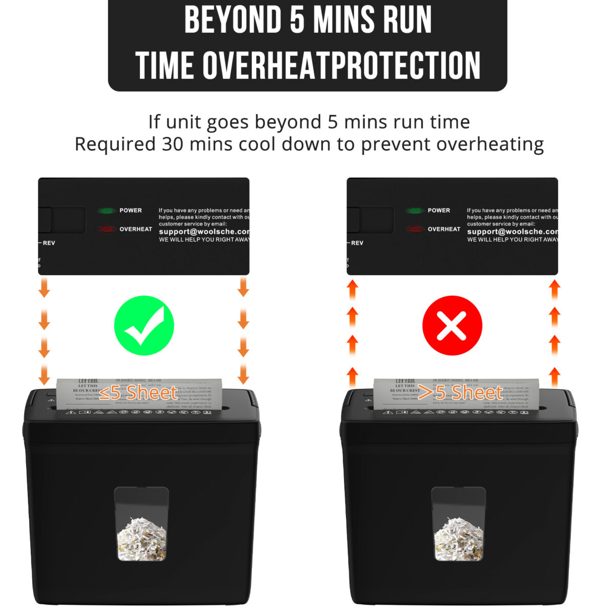 Woolsche 5 Sheet Cross Cut Paper Shredder For Home Use, Jam Proof - Image 5