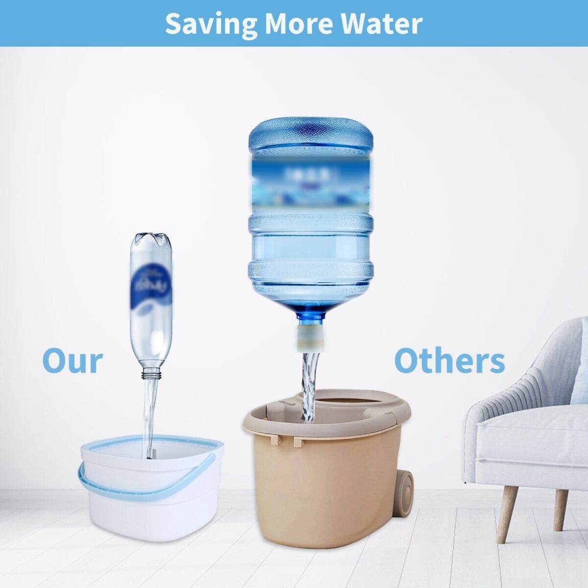 Spin Mop And Bucket With Wringer Set Flat Floor Mop With Clean And Dirty Water Separate System 2 Replaceable Reusable Washable Microfiber Mop Pads - Image 6