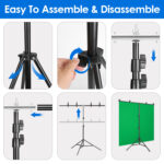 Shape Photo Video Backdrop Stand Heavy Duty Background Stand Adjustable Photography Backdrop Stand With 6 Spring Clamps Sandbag Carry Bag For  1Set 5X6.5FT T Studio Party Wedding - Image 6