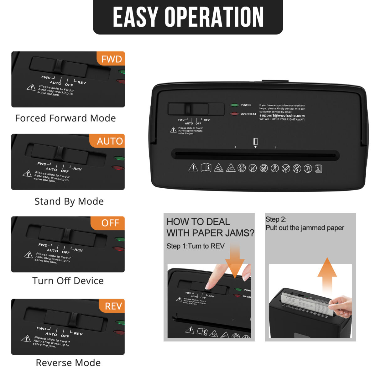 Woolsche 5 Sheet Cross Cut Paper Shredder For Home Use, Jam Proof - Image 7