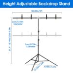 Shape Photo Video Backdrop Stand Heavy Duty Background Stand Adjustable Photography Backdrop Stand With 6 Spring Clamps Sandbag Carry Bag For  1Set 5X6.5FT T Studio Party Wedding - Image 3