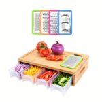 Bamboo Cutting Board With Drawer, Including 4 Vegetable Cutters, 4 Trays With Lids, Container And Vegetable Peeler Set, Cutting Board, Kitchen Bamboo Cutting Board - Image 2