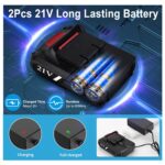 1Pack 29 Pieces Cordless Drill Set With 2Pcs 21V Batteries And Charger 2 Variable Speeds Keyless Chuck 265lnLbs 25 And 3 Torque Positions Included 24Pcs Drill Bits For Home Car Repair Handmade - Image 3